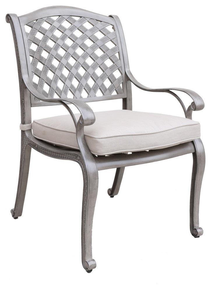 Carlsbad Cast Aluminum 7-Piece Rectangular Dining Set, Heritage Grey/Sand Dollar