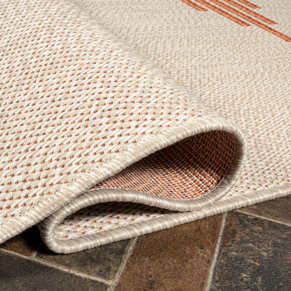 Vinales Diamond Stripe Indoor/Outdoor Area Rug, Beige/Orange, 3x5