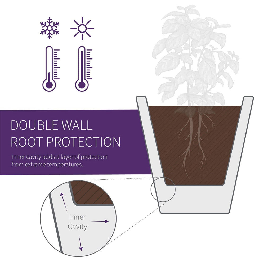 Crescent Garden Madison Planter, Double-Walled Plant Pot, 20" Weatherd Terrcotta
