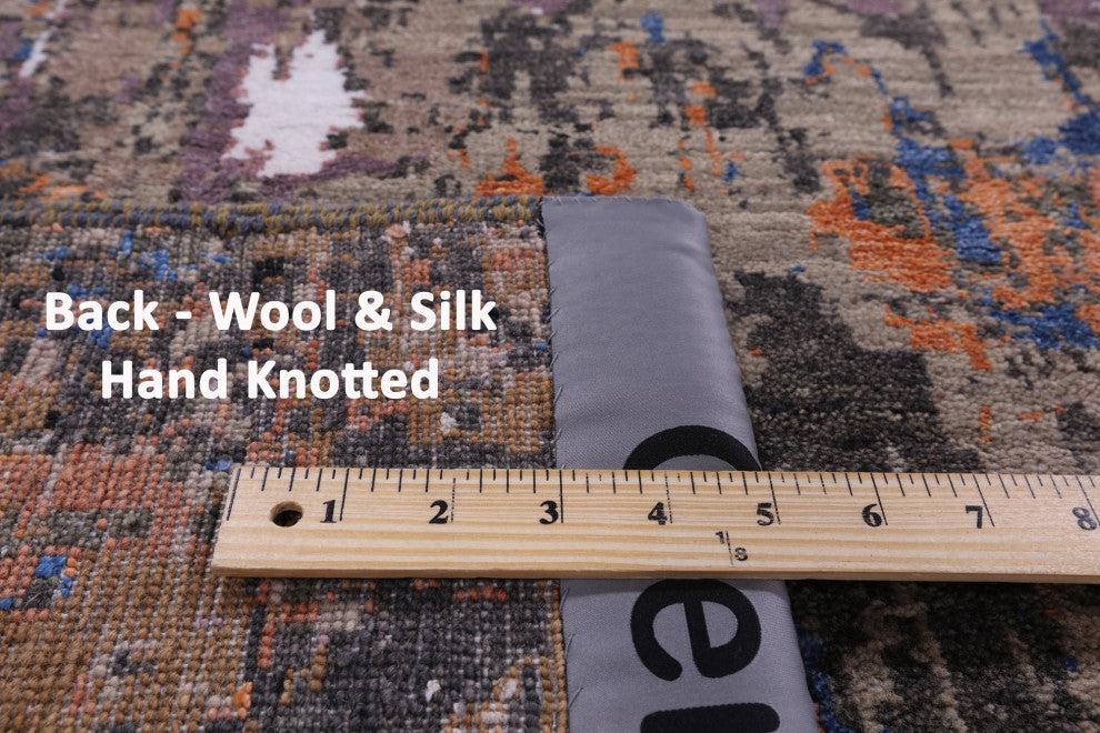 Wool and Silk Abstract Handmade Rug 8' 1" X 10' 1" Q8880