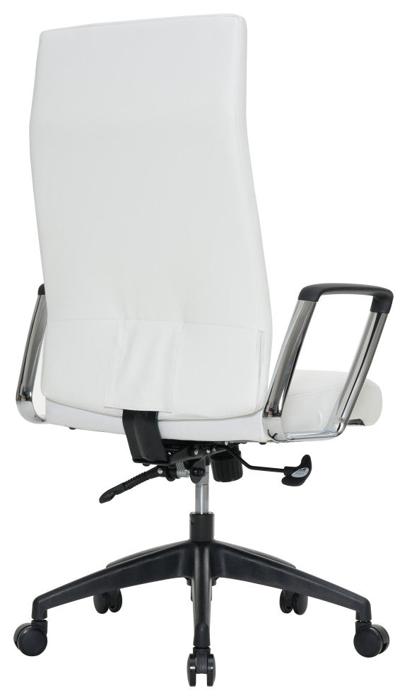 LeisureMod Hilton Modern High Back Leather Conference Office Chair, White