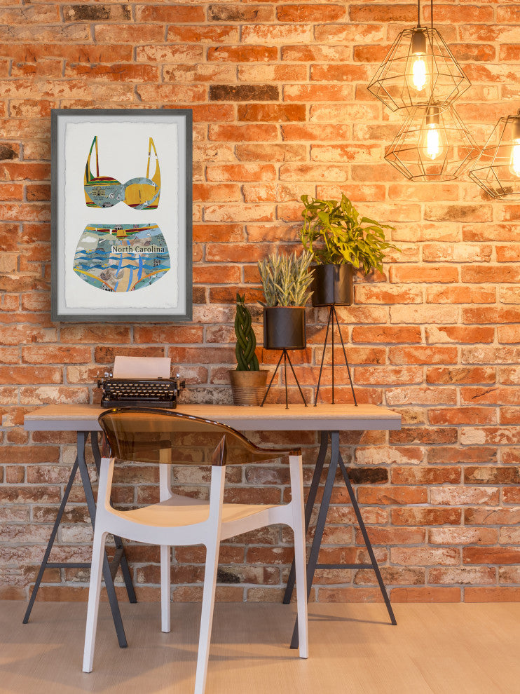 "North Carolina Bikini" Framed Painting Print, 12x18