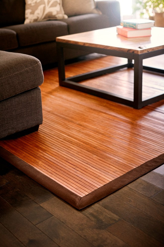 Jolene Bamboo Area Rug, Brown, 5'x8'