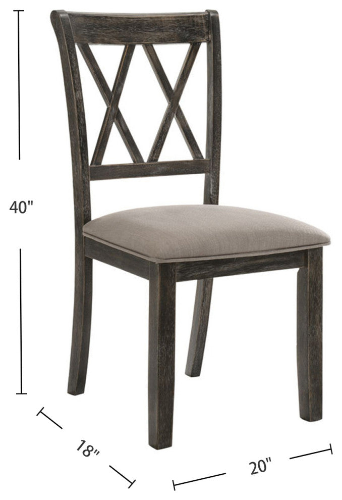 Set of 2 Upholstered Side Chair, Weathered Gray Finish