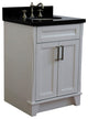 25" Single Sink Vanity, White Finish With Black Galaxy Granite And Oval Sink
