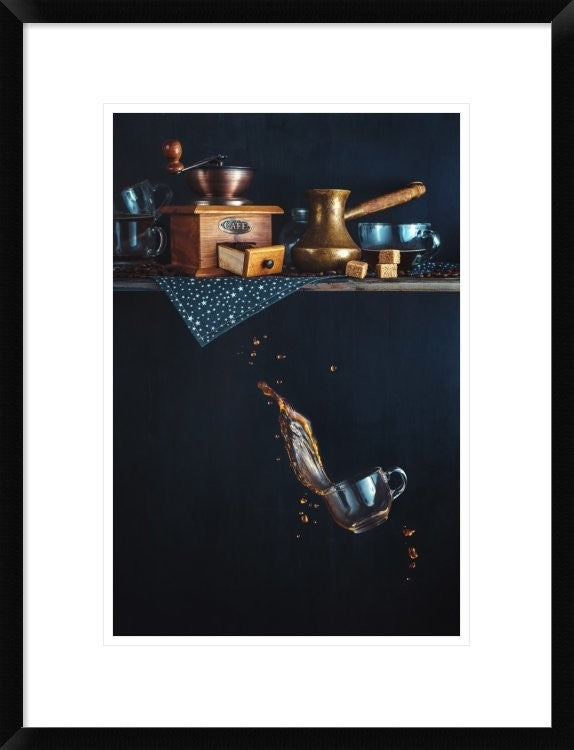 "Coffee From The Top Shelf" Framed Digital Print by Dina Belenko, 20"x26"