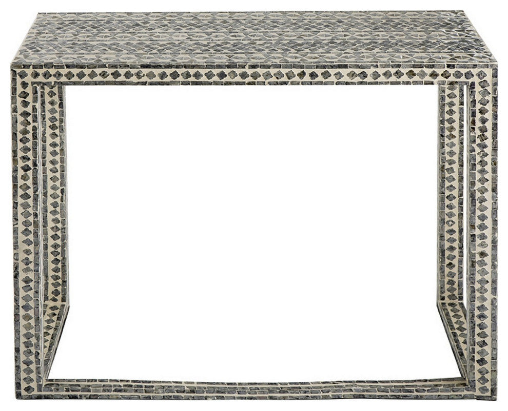 Benzara BM285102 36" Console Table, Capiz Shell Inlay, Rectangular, Gray