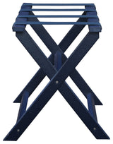 HomeRoots Earth Friendly Navy Blue Folding Luggage Rack With Navy Straps