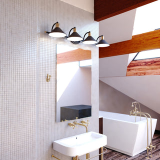 Akron 4 Light Vanity Matte Black and Natural Brass with Matte White