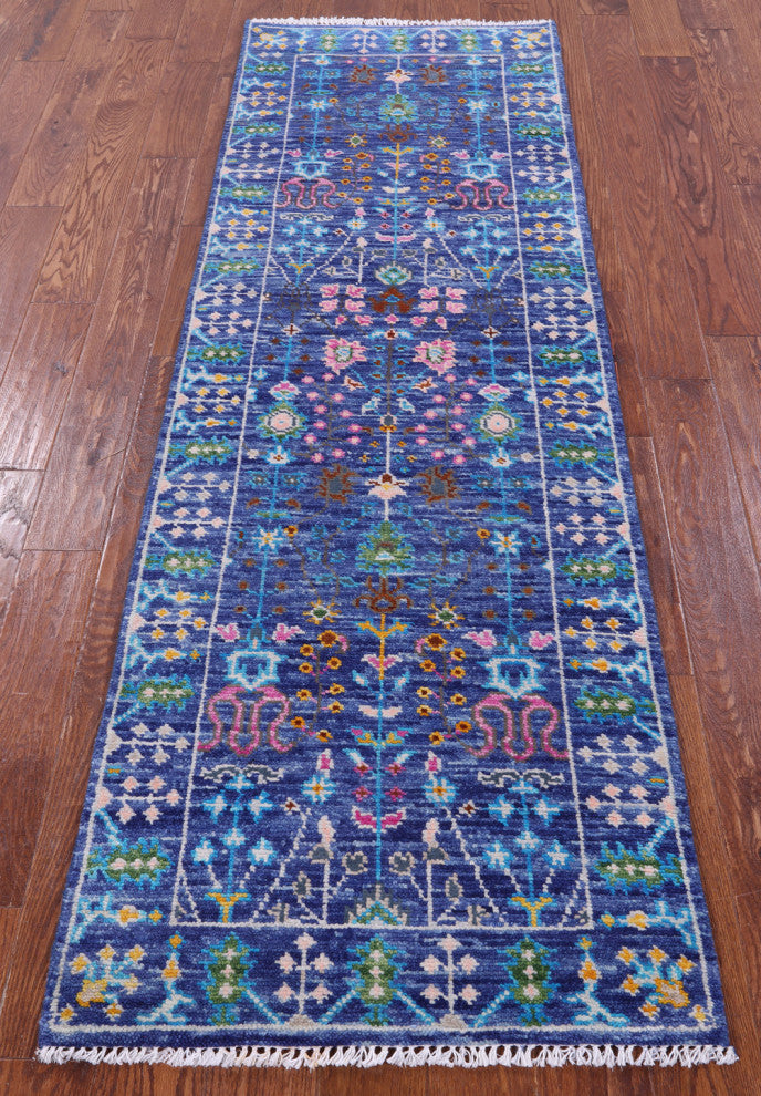 2' 7" X 7' 11" Runner Turkish Oushak Hand-Knotted Wool Rug - Q15909