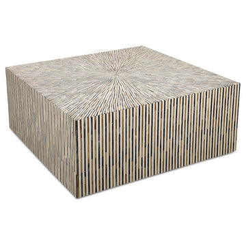 Alexandria 40 Square Coffee Table With Bone, Wood And Horn Inlay