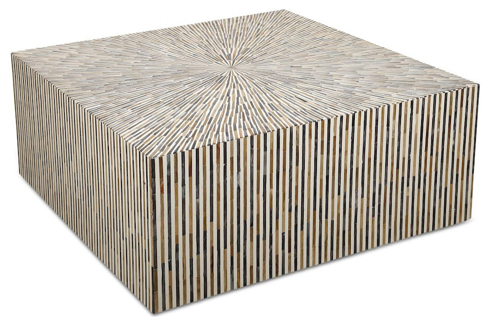 Alexandria 40 Square Coffee Table With Bone, Wood And Horn Inlay