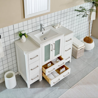 Vanity Art Vanity Set With Ceramic Top, 48", White, Standard Mirror