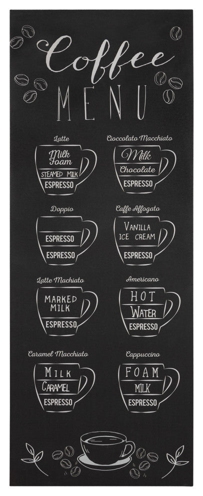 Coffee Menu Monochromatic Wall Art
