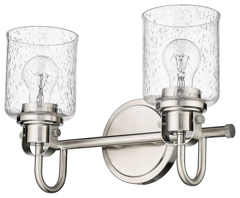 Zlite 340-2V-BN 2-Light Vanity, Clear Seeded