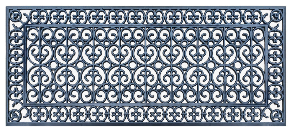 Large Natural Rubber Doormat, Indoor/Outdoor, Black Artistic