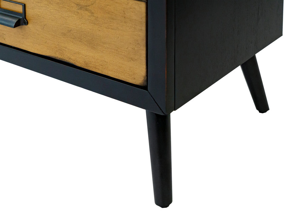 Mid-Century 70" TV Console, Entertainment Stand, Fully Assembled, Black