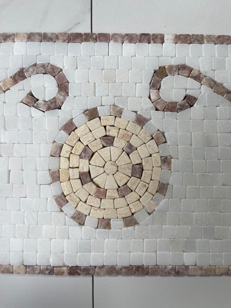 Marble Mosaic Border Listello Tile Dandelion Rojo 6.9x21.7 Tumbled, 1 piece