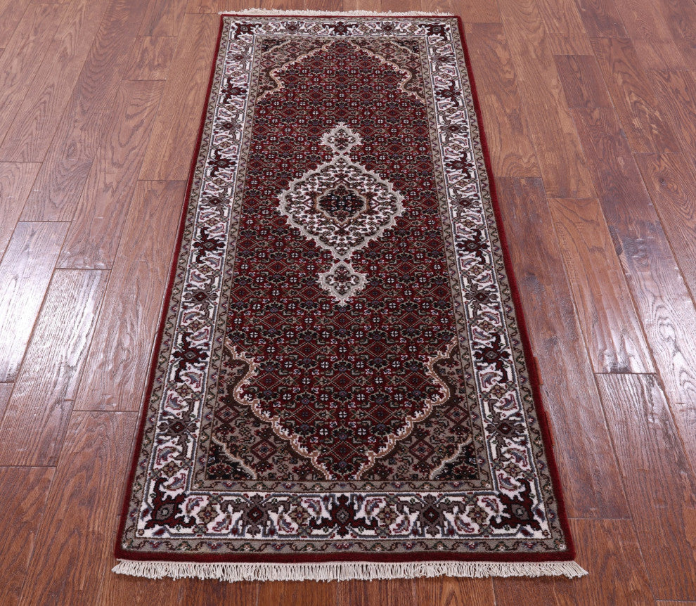 Runner Persian Tabriz Hand Knotted Wool & Silk Rug 2' 6" X 6' 0" - Q13029