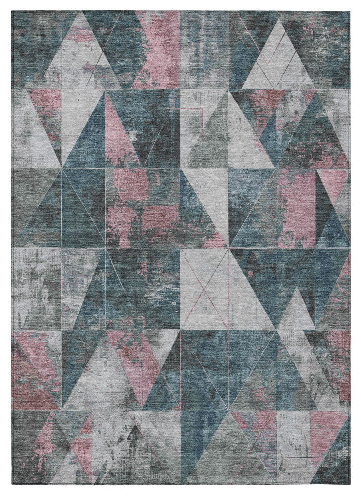 Machine Washable Indoor/Outdoor Chantille ACN1888 Teal 3' x 5' Rug