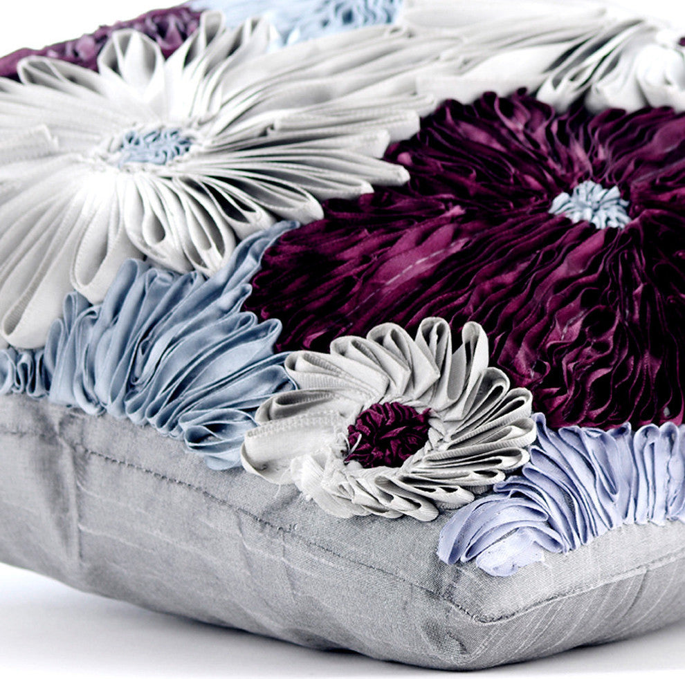 Throw Pillow Covers 26" x 26" Cushion Cover Blue Silk - Glory In The Flowers
