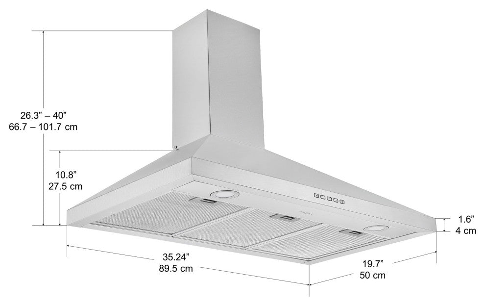 36" Convertible Wall Mount Pyramid Range Hood