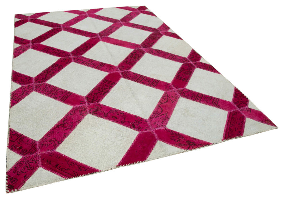 Rug N Carpet - Handwoven Oriental 6' 6" x 9' 7" Boho Patchwork Area Rug