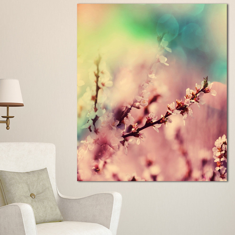 Blossoming Pink Cherry Branches, Floral Art Canvas Print, 30"x40"