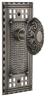 Craftsman Plate Passage Victorian Knob, Antique Pewter
