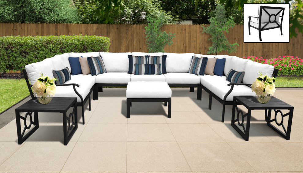 kathy ireland Madison Ave. 12 Piece Aluminum Patio Furniture Set 12g, Alabaster