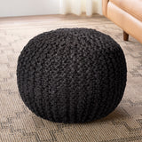Vibe Living Azene Handmade Solid Cylinder Pouf, Black, 20"x20"x14"