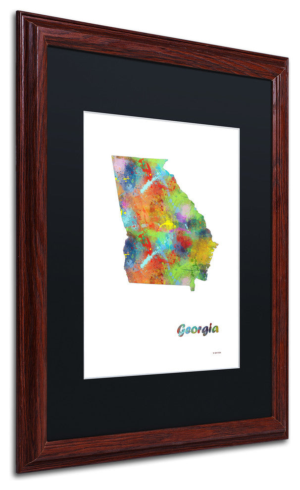 Marlene Watson 'Georgia State Map-1' Art, Wood Frame, 16"x20", White Matte