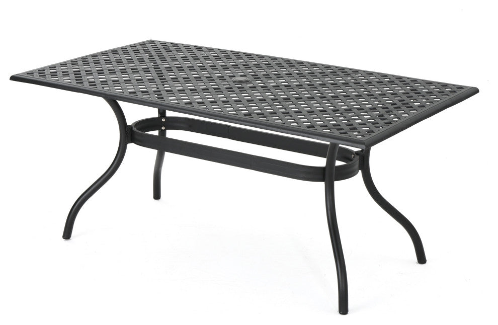 GDF Studio Taylor Cast Aluminum Rectangle Table, Black Sand