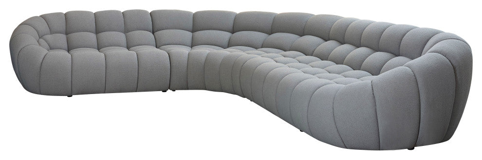 Yolonda, Modern Light Gray Curved Sectional Sofa