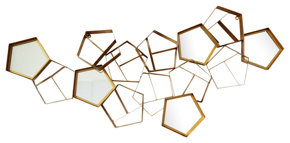 Retro Pentagon Mirror Wall Dcor - Gold