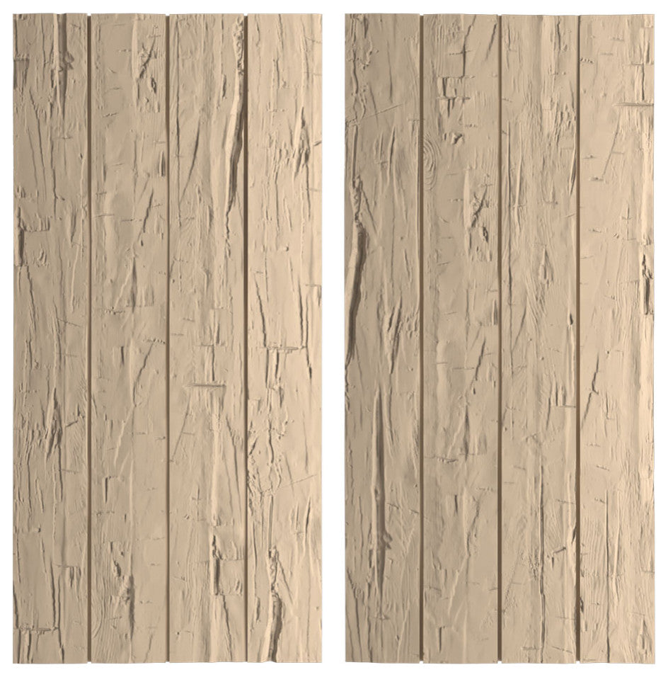 Rustic 4 Board Joined B-N-B Faux Wood Shutters, Hand Hewn, 22x90"