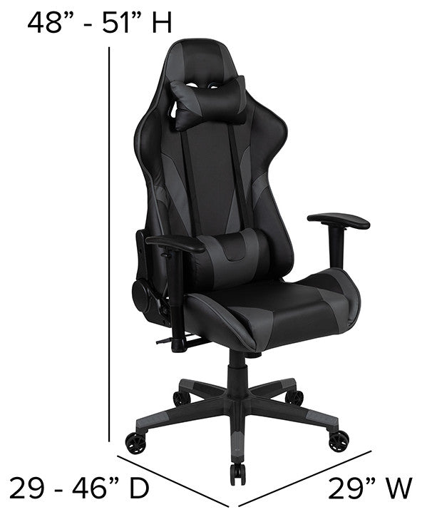 Gaming Desk & Reclining Chair Set w/Cup Holder,Hook & 2 Wire Management Holes, G