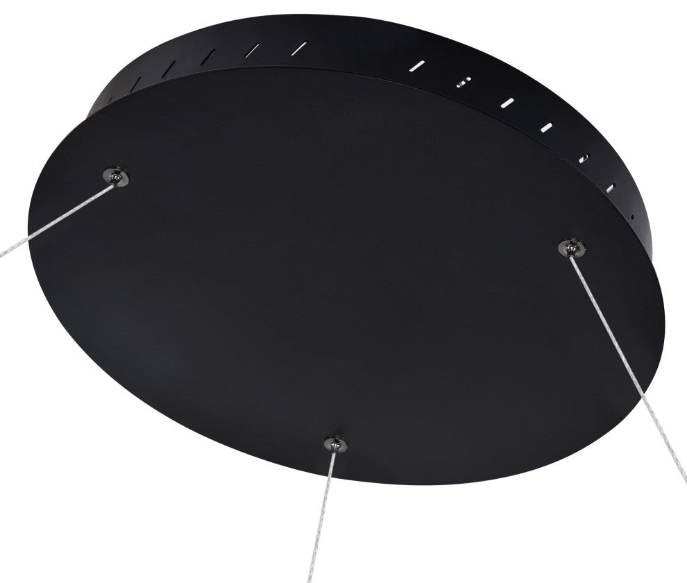51" Tania LED Circular Chandelier, Adjustable Suspension Fixture, Black