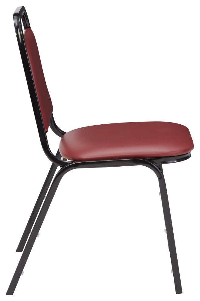 NPS 9100 Vinyl Stack Chair, Burgundy Seat/Black Sandtex Frame