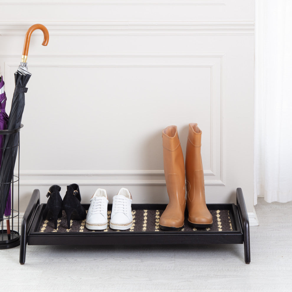 Single-Tier Black Stand With 3-Pair Rubber Boot Tray Stevie and Paul