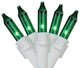 Set of 50 Green Mini Christmas Lights 2.5" Spacing - White Wire