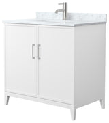 Elan 36" Single Vanity, White, White Carrara Marble Top, Nickel Trim