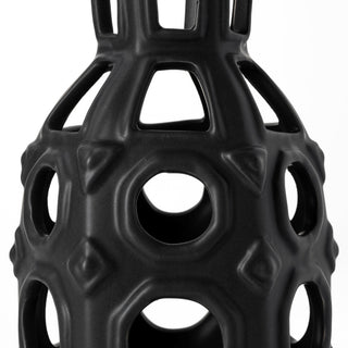 Brunel Small Black Drum-Shaped Ceramic Vase