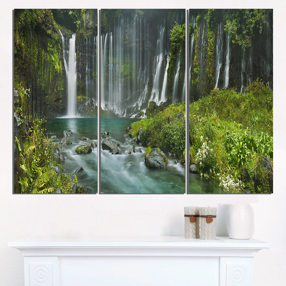 "Shiraito Falls near Mount Fuji Japan" Metal Wall Art, 3 Panels, 36"x28"