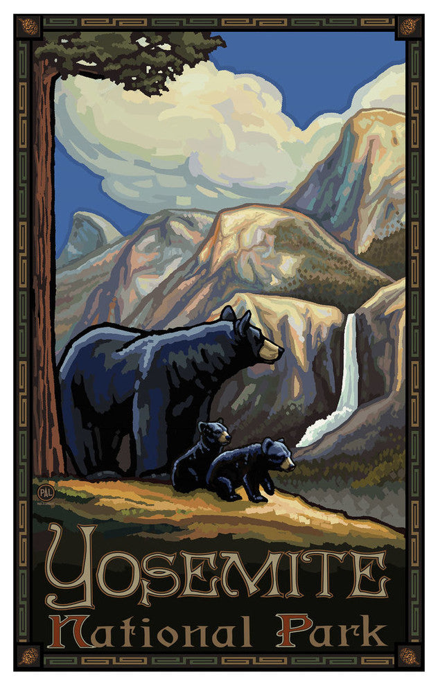 Paul A. Lanquist Yosemite National Park Black Bear And Art Print, 12"x18"