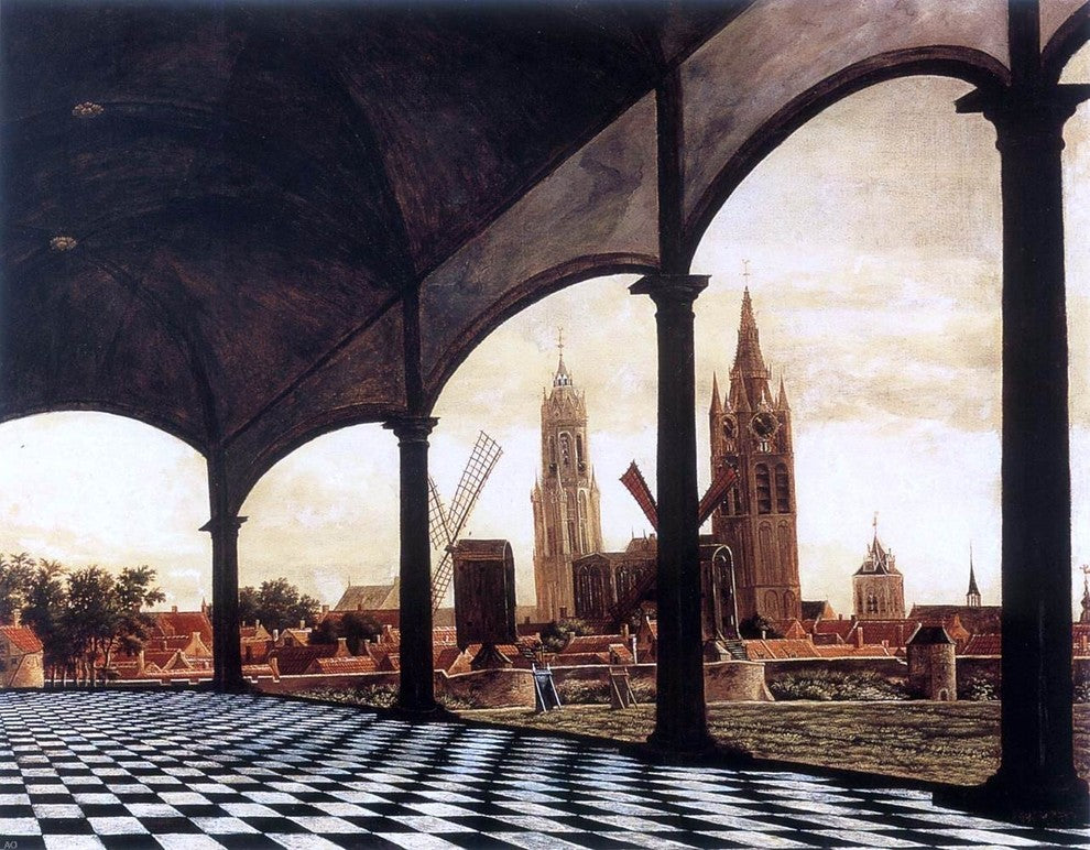 Daniel Vosmaer A View of Delft through an Imaginary Loggia Wall Decal