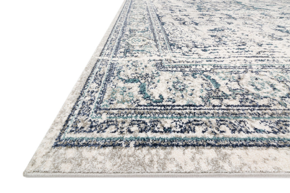 Charcoal/Ivory Joaquin Rug, Lt. Green/Blue, 1'6"x1'6" Sample