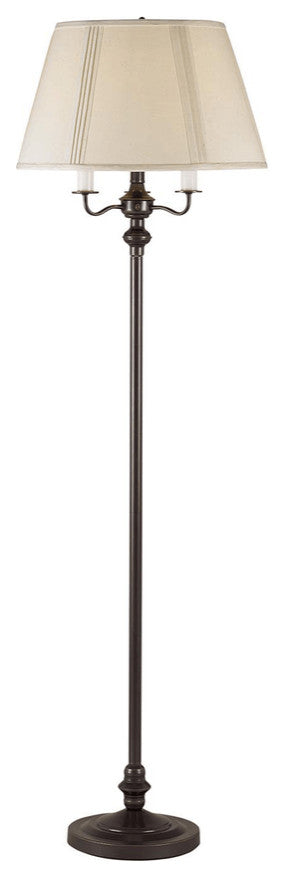60" Bronze Four Light Traditional Shaped Floor Lamp With Beige Square Shade
