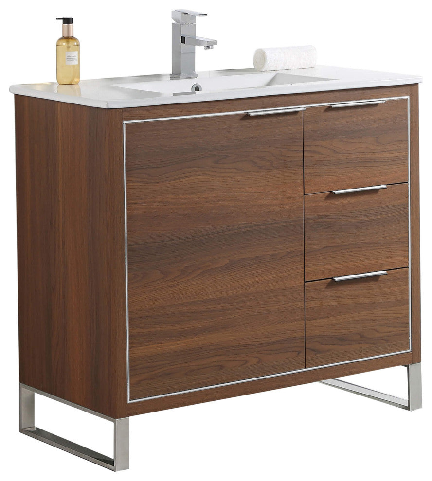 Fine Fixtures Opulence Collection Bathroom Vanity with White Ceramic Sink