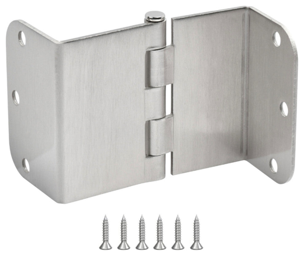 Offset Swing Clear Door Hinge, Satin Nickel 3-1/2" with 5/8" Radius Corners